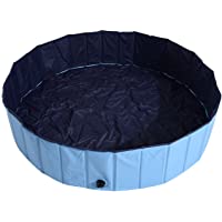 PawHut piscina bañera de baño portátil plegable para perros mascotas de PVC φ140 X 30 cm Azul